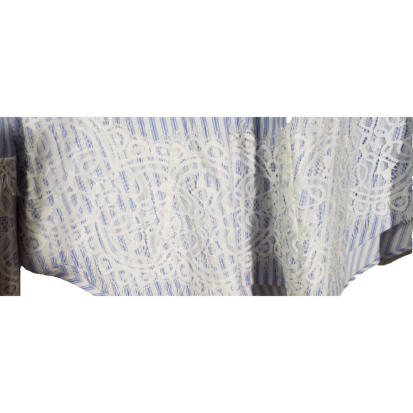 Zara Woman Blue White Stripe Open Back Top | Size XS | Bell Sleeve - Picture 2 of 5